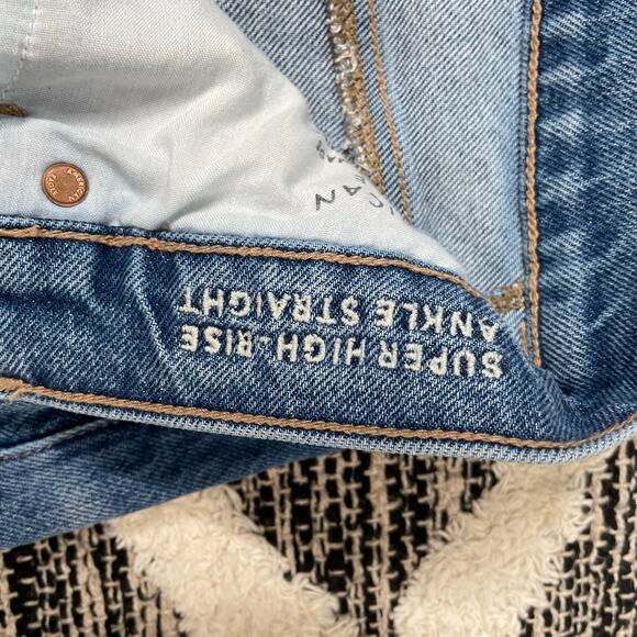 American Eagle Stretch Super High Rise Ankle Straight Jeans 8 Regular - Picture 4 of 6